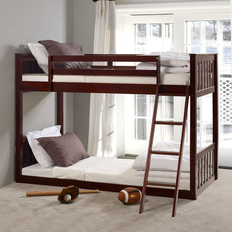 Austine Twin Over Twin Solid Wood Standard Bunk Bed by Harriet Bee, Dark Cappuccino