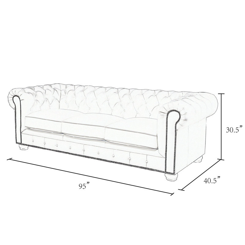 Freddie 95'' W Leather Sofa, Gray Leather