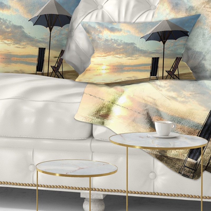 Seascape chaises de terrasse et parasol sur coussin de plage, Rectangle H 12 po x l 20 po, Coussin lombaire