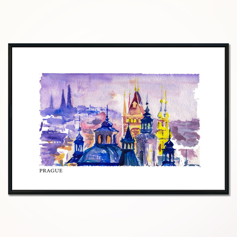 «Prague Vector Illustration», reproduction sur toile tendue, H 12 po x l 20 po x P 1 po