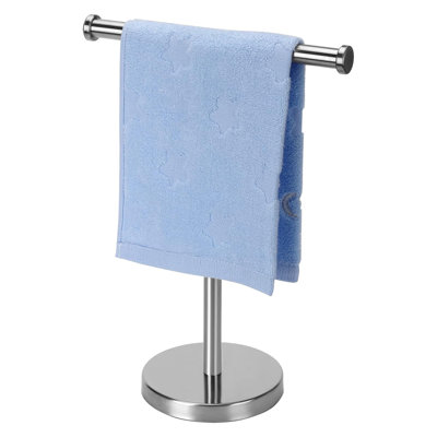 Stainless Steel Hand Towel Holder Stand With Heavy Weighted Base, Free-Standing Bathroom Towel Rack, No Drilling Required, Brushed Nickel Finish