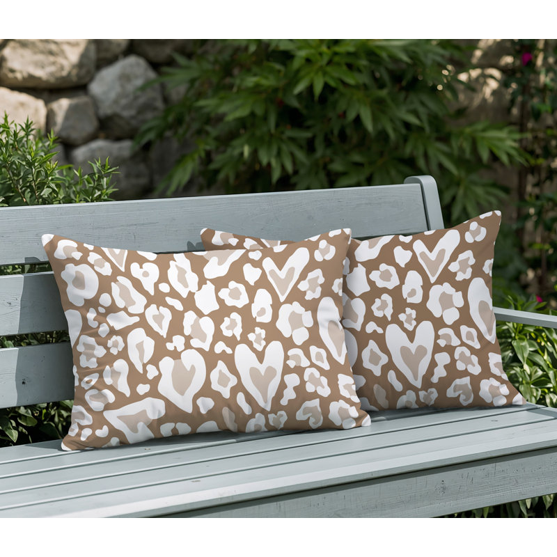 Oreiller réversible intérieur / extérieur à imprimé zébré Bobbi, 25x18, Beige