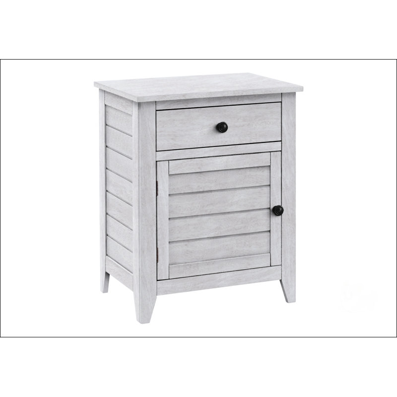 Accent Table With Storage Drawer And Cabinet, Grey Wash