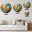 Horloge murale en or Golden Spiral Waves-93384003