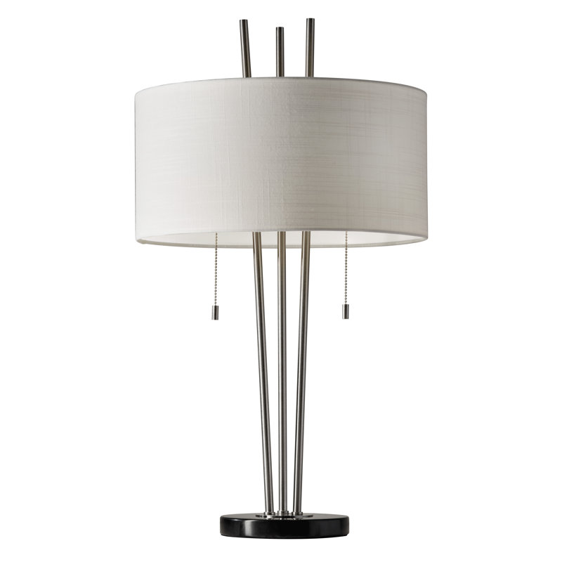 Stylish Triple Pole Brushed Steel Metal Table Lamp Stylish Triple Pole Brushed Steel Metal Table Lamp