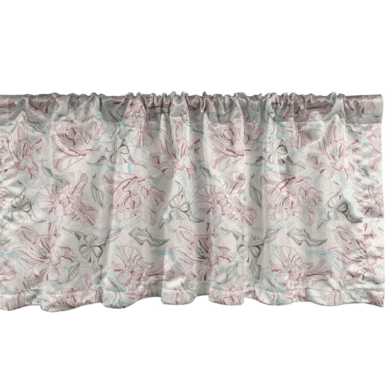 Champagne Pale Rose Floral Satin Rod Pocket Valance, 42" x 12"