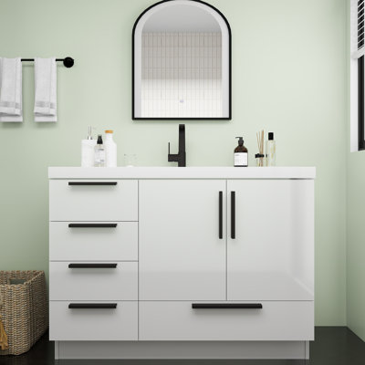 Meuble-lavabo autoportant avec tiroirs latéraux Carla