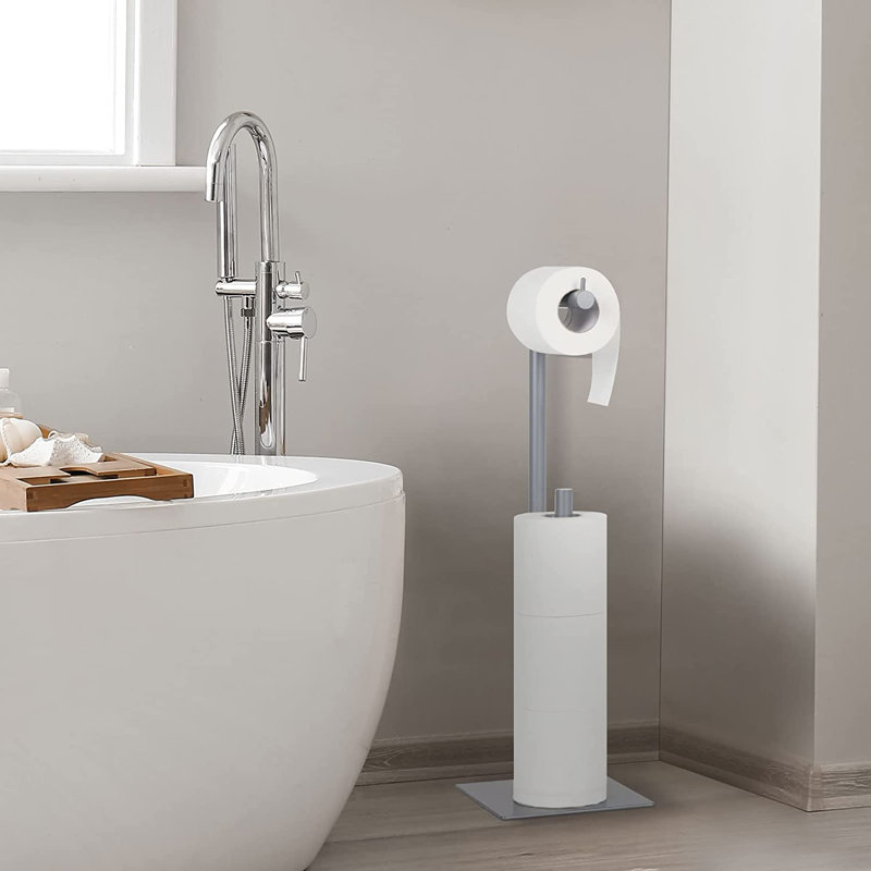 Porte-papier hygiénique sur pied, Argent