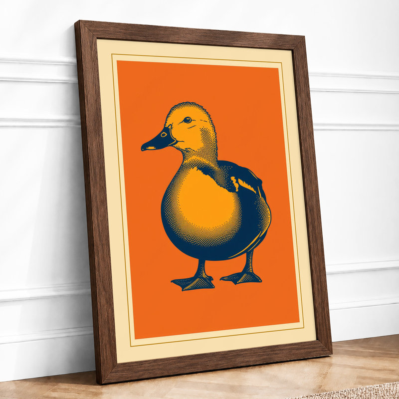 Golden Duck Graphic - Framed Print, A2 - 59.4 x 42.0 cm, Walnut