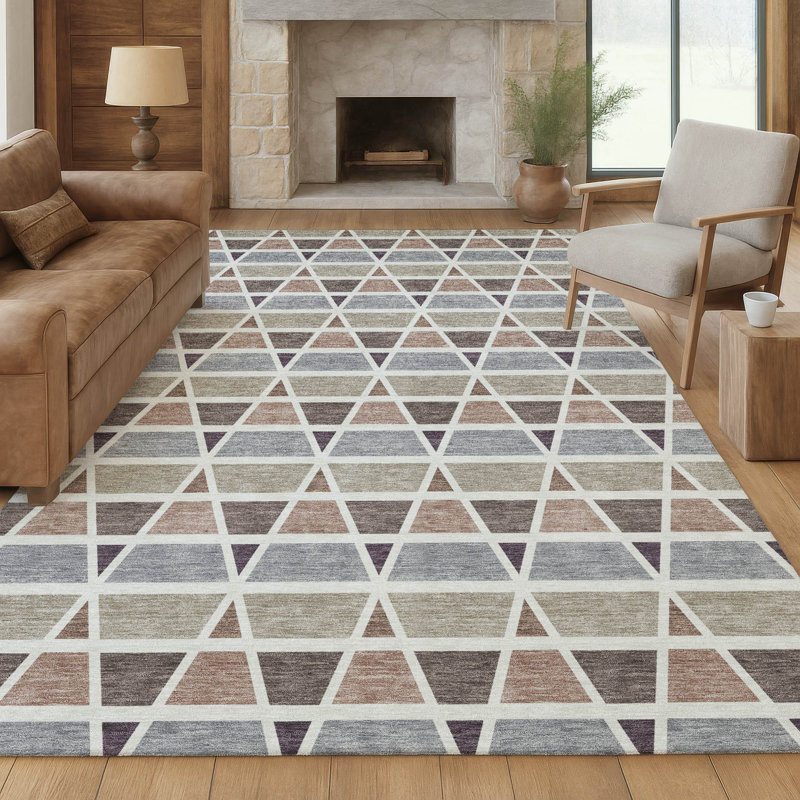 Machine Washable Indoor/Outdoor Chantille ACN2733 Geometric Rug, 3' x 5', Taupe