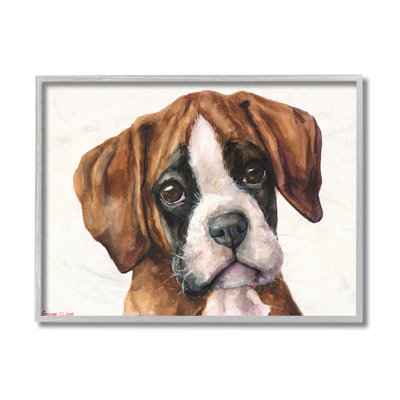 " Puppy Eyes Boxer Dog Pet " by George Dyachenko Painting Print
