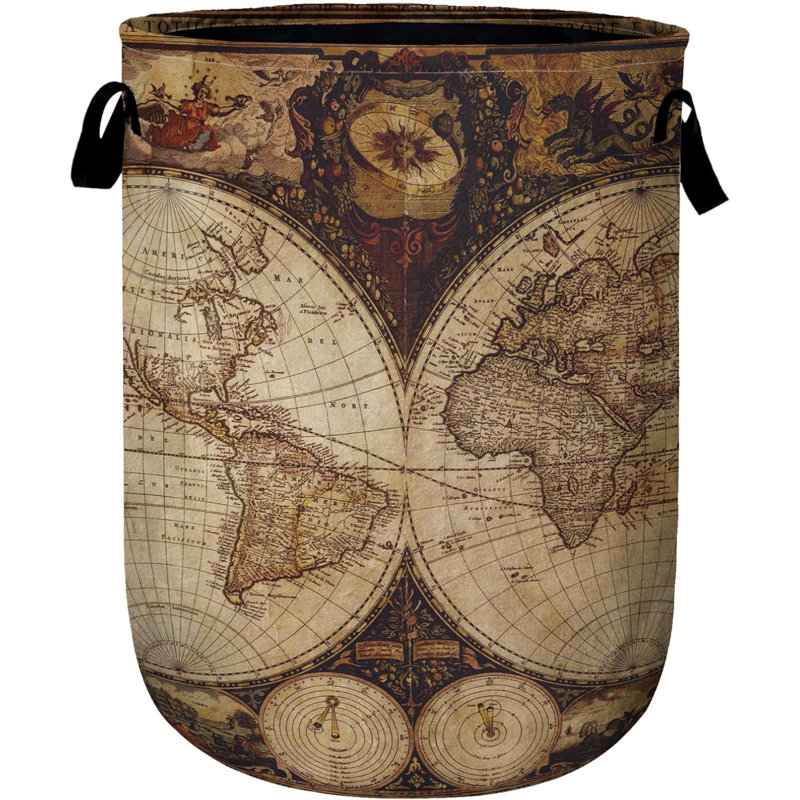 World Map Laundry Basket Laundry Hamper Collapsible Oxford Cloth With Handle Clothes Toy Storage Bin For Bathroom Laundry Room Bedroom