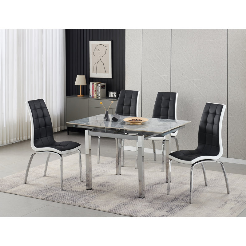 Piccolo Grey Sintered Stone Dining Table + 4  Vienna Chairs Grey, Black