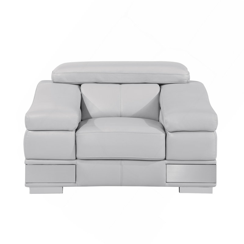 Chaise en cuir fleur, Gris clair