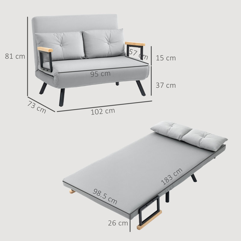Tahmoor 2 Seater Sofa Bed, Light Grey