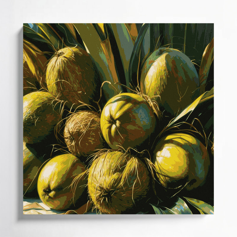 Hawaiian Coconuts Green, art mural sur toile, H 8 po x l 8 po