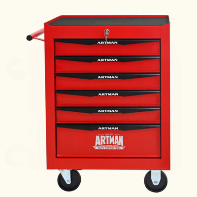 Rolling Metal Tool Chest With 6 Drawers, 6-Drawer Tool Chest Cabinet With Ball Bearing Drawer Slides, Steel Tool Storage Box Organizer