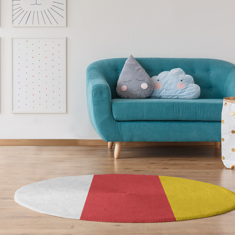 Tapis de zone rouge/jaune, Rond 5 pi