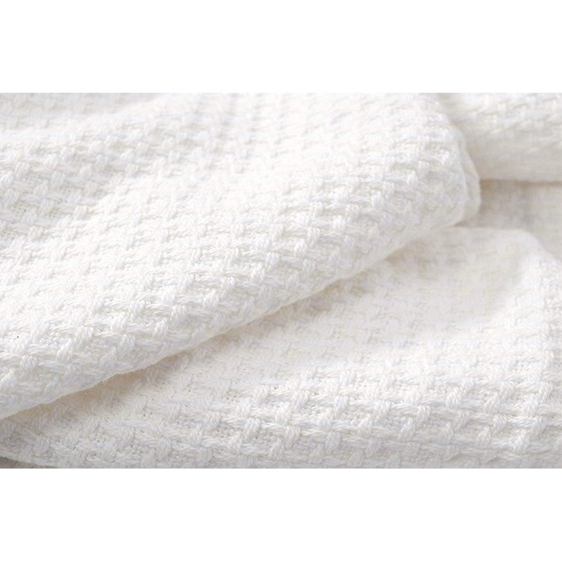 Ivory Twin Cotton Knitted Machine Washable Blanket