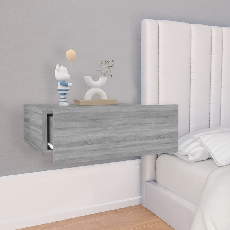Dorete Floating Nightstand 40x30x15 cm Engineered Wood, Grey Sonoma, Individual
