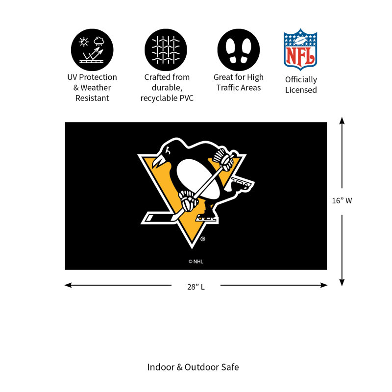 Tapis polychrome en PVC, 16 po x 28 po, Pittsburgh Penguins