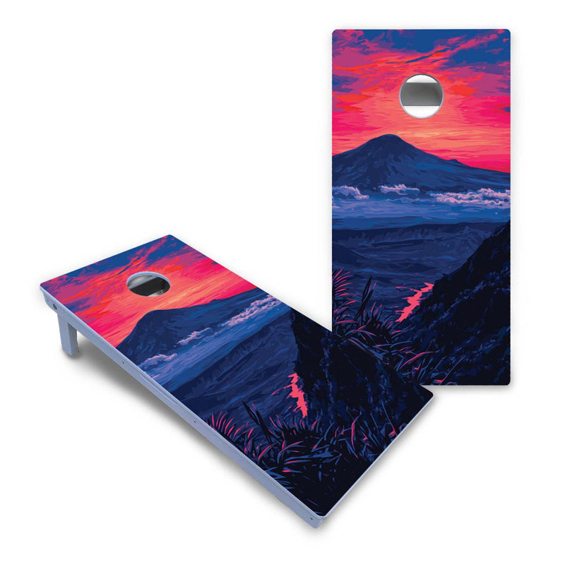 Ensemble de cornhole composite toutes saisons Hawk Volcanoes at Night, Ajouter un étui et des lumières