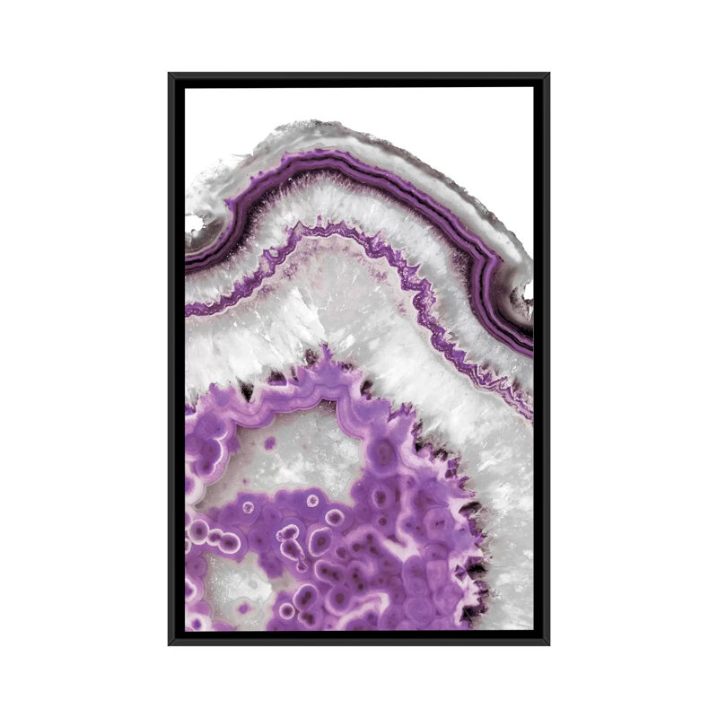« ultraviolette agate », impression sur toile, H 26 po x l 18 po x P 1,5 po, Toile encadrée noire, Pas de tapis