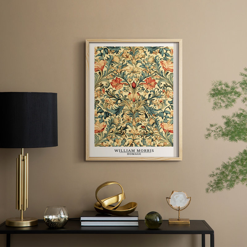 Reproduction encadrée de bois massif de la série CMVII de Wm Morris, Naturel, H 21 po x l 17 po