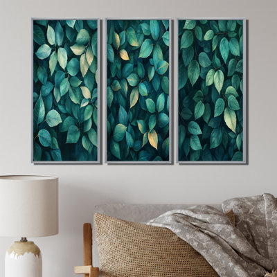Emerald Green Leaves Lush Layers I - Yellow Traditional Canvas Prints Collection