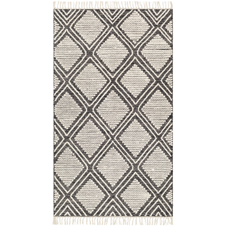 Tapis noir / crème fait à la main Jibreal