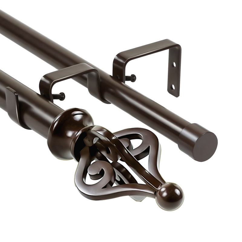 Tringle à rideaux double Munch Drapery, Bronze, H 1 po x l 48 po x P 1 po