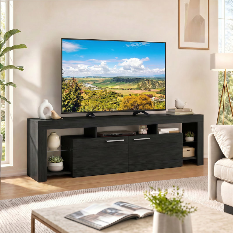 Meuble télé 63 po avec grand tiroir de rangement, Black