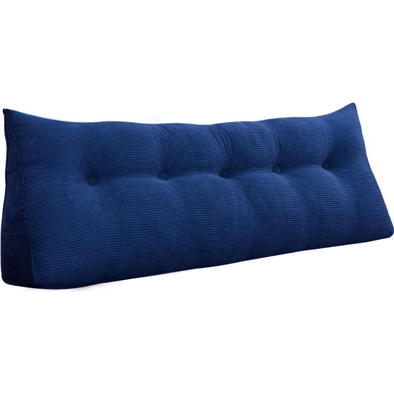Sit-up Back Comfort 100% Cotton Corduroy Backrest Bed Back Support Headboard Wedge Reading Pillow Compression, Full