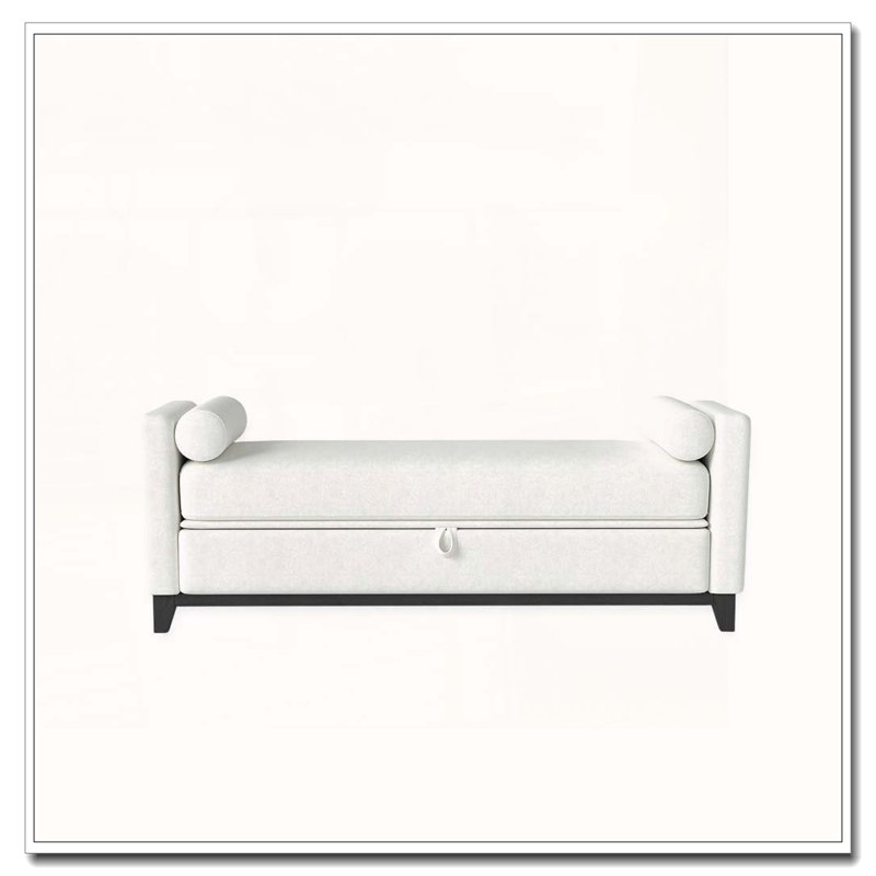 Solid Wood Upholstered Bench, 66 Inch+Storage, Beige + noir
