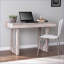 Bureau, bureau moderne en faux marbre avec base géométrique | Brun | Panneau de fibres à densité moyenne