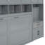 Lit escamotable mural simple avec placard, tiroirs et bureau - gris