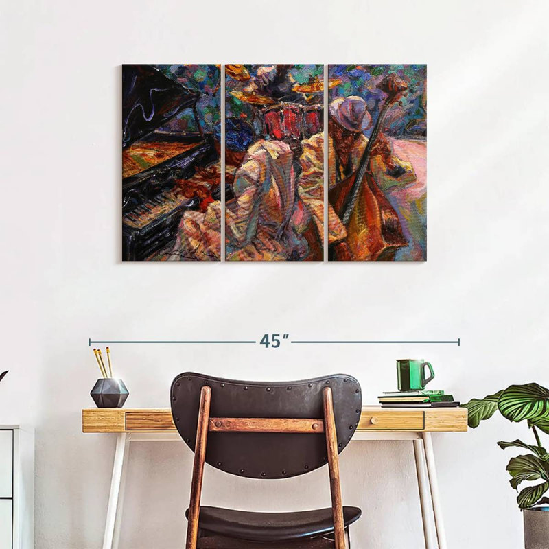 «Jazz Band Musisans», reproduction d'art sur toile, H 24 po x l 38 po x P 1,25 po