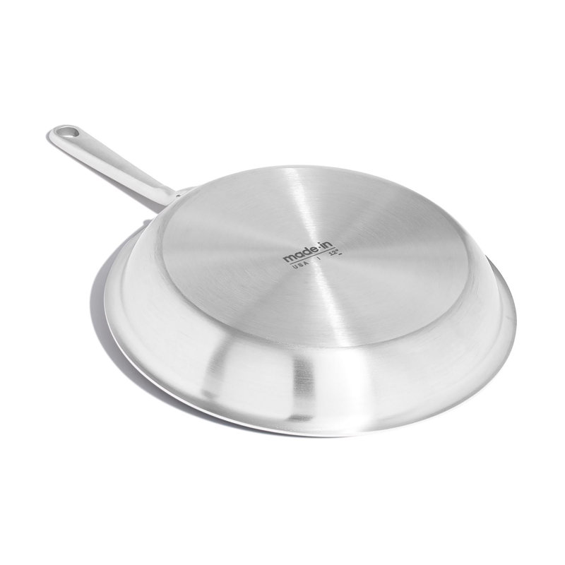 Made In Cookware Ceramic/Stainless Steel Fry Pan 10 in. Silver/White, 12" W