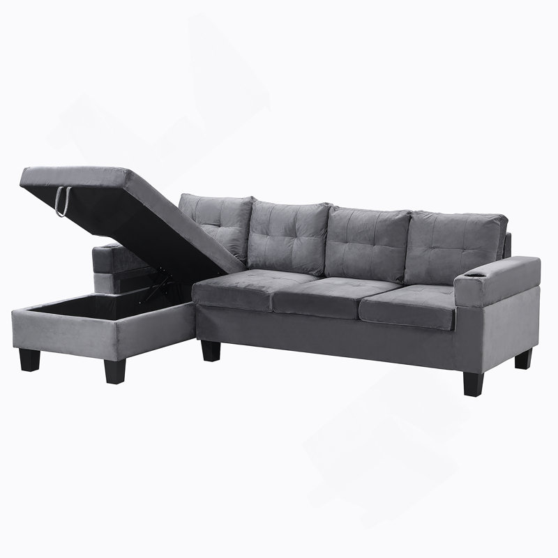 Ensemble de canapé modulaire pour salon avec méridienne en forme de L, porte-gobelet