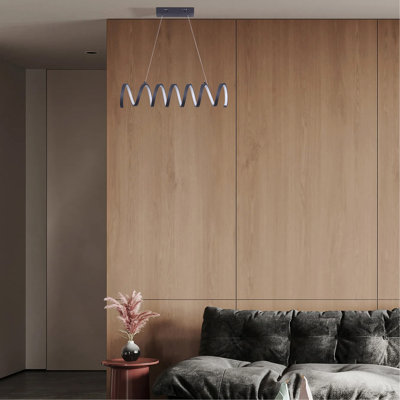 23"L X 6"H Spiral Loop Aluminum Integrated 14 W Led W/ Adjustable 47" - 12" Suspension Wire Modern Ceiling Pendant