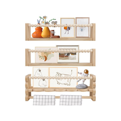 Wood Wall Organizer with Wall Baskets