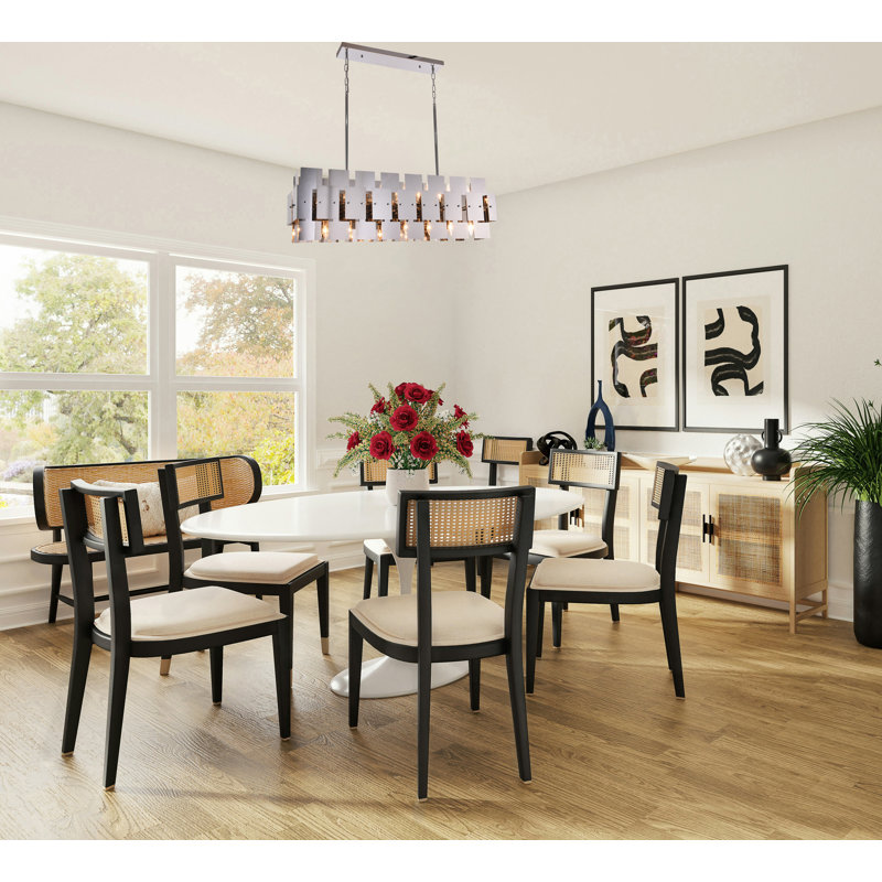 16-Light Brass Stainless Steel Rectangular Chandelier, Shiny Nickel