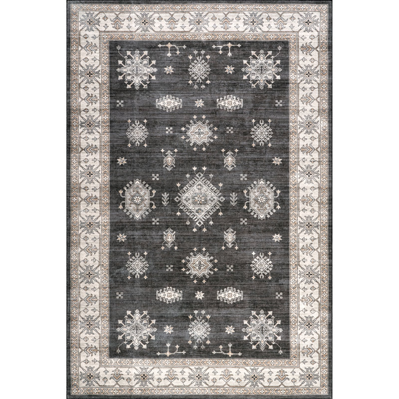 Mollie SpinClean Machine Washable Traditional Border Area Rug, Rectangle 3' x 5'