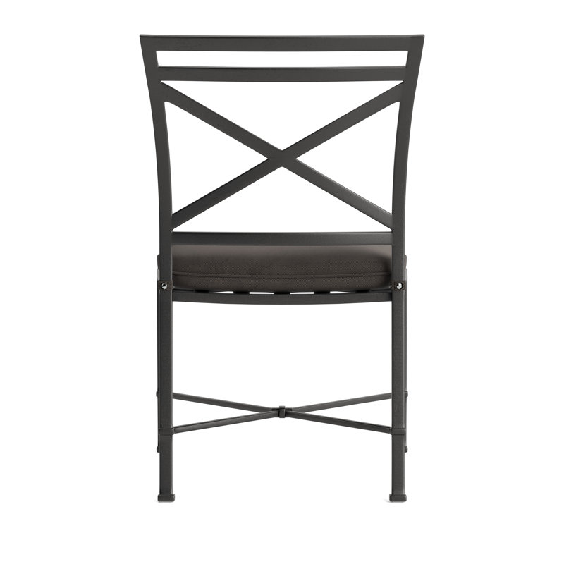 Venetian Outdoor Dining Side Chair, Brown, Fusion Charcoal, Textured Pewter