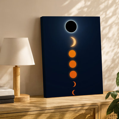 Toile, une représentation visuelle saisissante d'une suite d'éclipse solaire avec art mural, un cercle noir central représentant la lune, art mural sur toile