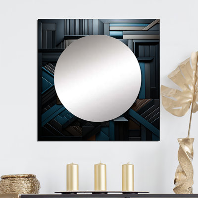 Padiham - Onyx Opulence Vector Abstract Shapes Large Square Mirror Wall Decor For Bedroom