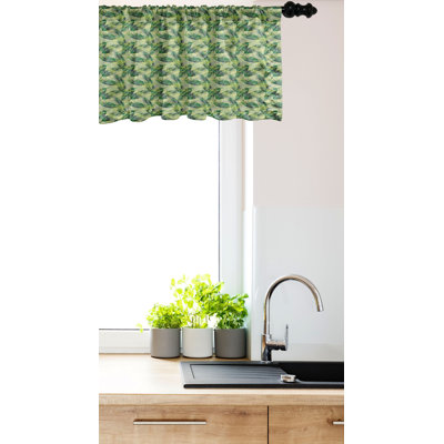 Ambesonne Palm Leaf Valance Pack of 2 Rainforest Foliage - Green Apple Green