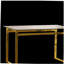 Table de salle à manger 51 "moderne en verre rectangulaire minimaliste pour 4 à 6 personnes avec plateau en verre trempé de 0,31" et pieds en métal chromé doré-9466879