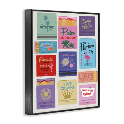 Retro Glam Matchbooks Framed Giclee, design by Nina Seven