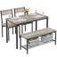 Ensemble de table de salle à manger 4 pièces pour 4 personnes avec 2 bancs-1095838334